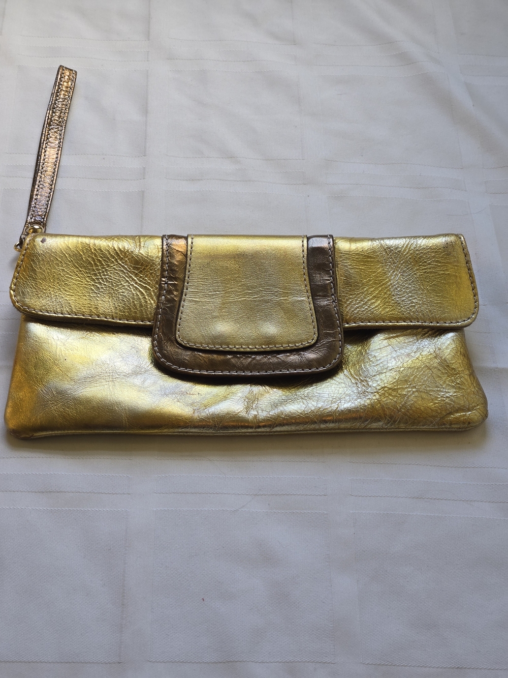 Laura Di Maggio Metallic Leather Baguette Vintage Y2K